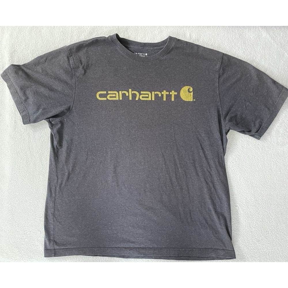 Carhartt Mens XL T-Shirt Gray Loose Fit Short‎ Sleeve Graphic Logo Tee